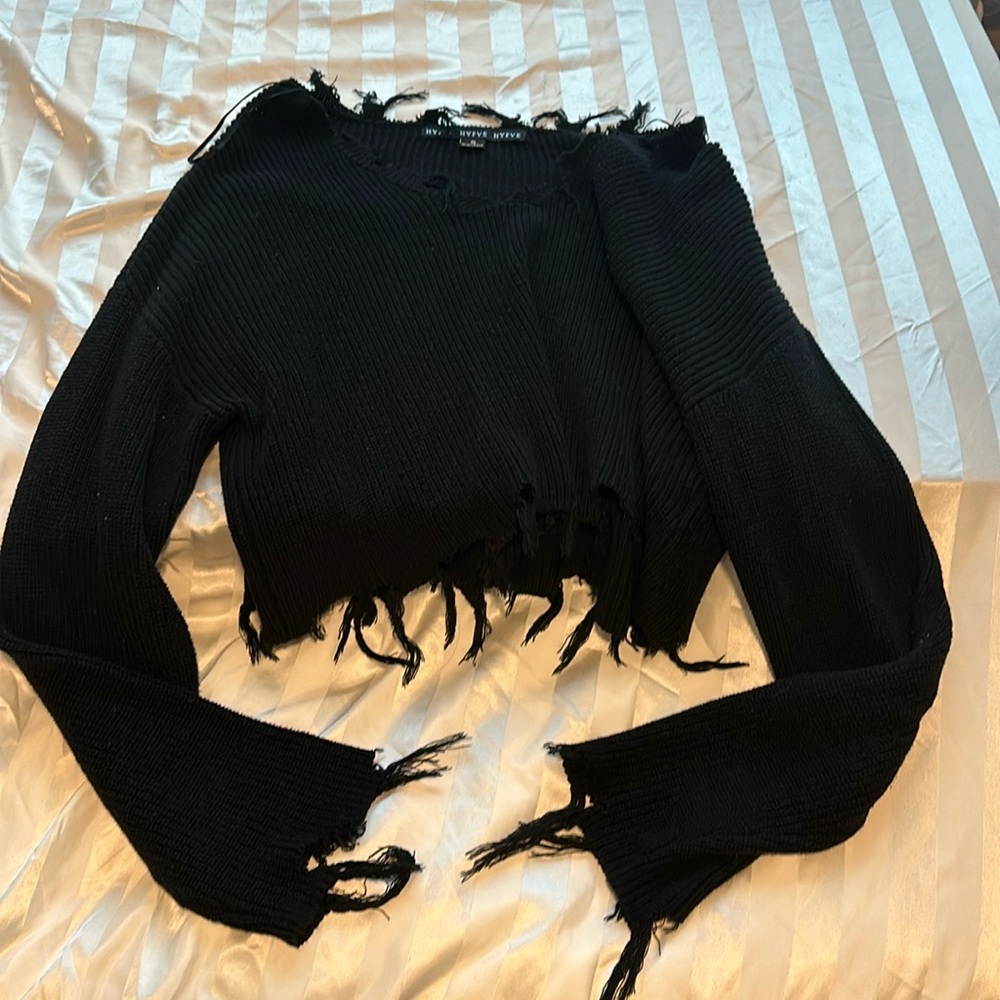 Black fringe sweater